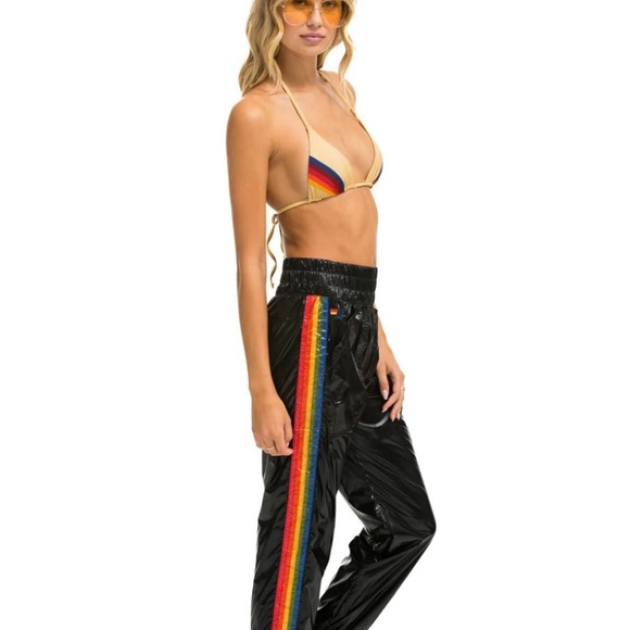 AVIATOR NATION - NWT
5 STRIPE WIND PANT - BLACK GLOSSY - Picture 2 of 8